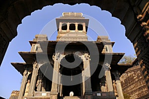 24 Feb 2024, Exterior View of the scenic tourist place Maheshwar fort or Ahilya fort in Madhaya pradesh in India. this monument on