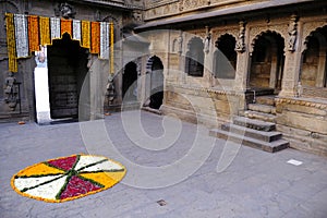 24 Feb 2024, Exterior View of the scenic tourist place Maheshwar fort or Ahilya fort in Madhaya pradesh in India. this monument on