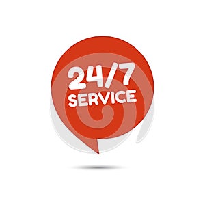 24 hour 7 day service available support. Service clock logo tag icon