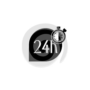 24 hour, around the clock speech bubble icon isolated on white background