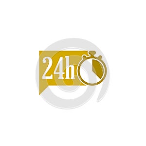 24 hour, around the clock speech bubble icon isolated on white background