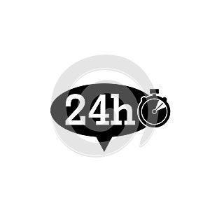 24 hour, around the clock speech bubble icon isolated on white background