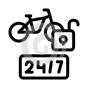 24-hour bike sharing services icon vector outline illustration