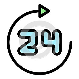 24 hour clock icon vector flat