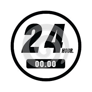 24 hour clock icon. Vector illustration decorative design