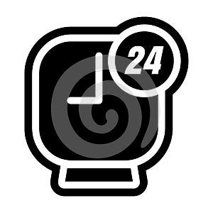 24 hour clock icon. Vector illustration decorative design