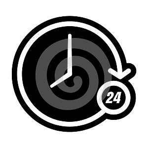 24 hour clock icon. Vector illustration decorative design