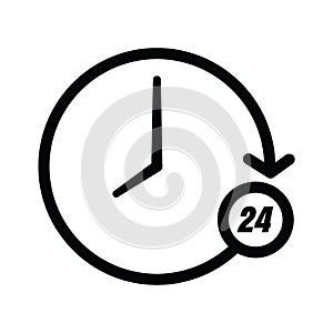 24 hour clock icon. Vector illustration decorative design