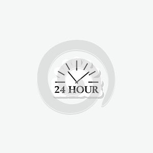 24 hour clock sticker icon isolated on white