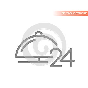 24 hour reception bell line vector icon