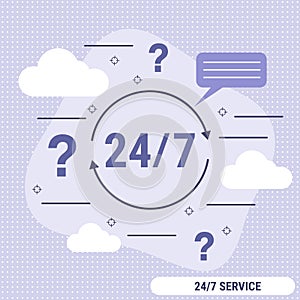 24-hour service flat design style vector concept