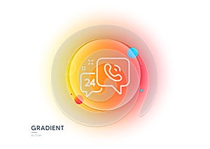 24 hour service line icon. Call support sign. Gradient blur button. Vector