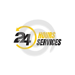 24 hour service logo vector icon. Standby 24/7 sign day/night services button symbol