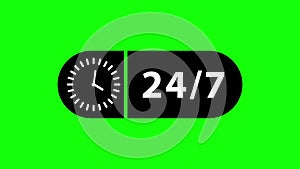24 Hours 7 Days Week Numbers Clock Animation.