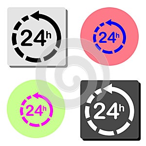 24 hours around clock. flat vector icon