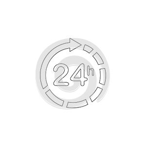 24 hours around clock. flat vector icon