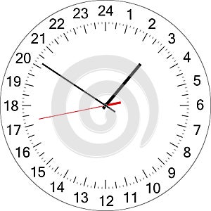 24 hours clock dial. Vector Illustration