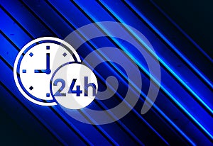 24 hours clock icon artistic line abstract blue background illustration