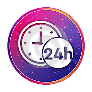 24 hours clock icon creative trendy colorful round button illustration
