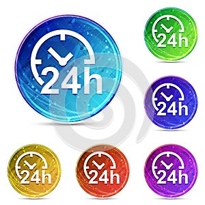 24 hours clock icon digital abstract round buttons set illustration