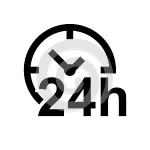 24 hours clock icon flat vector illustration design