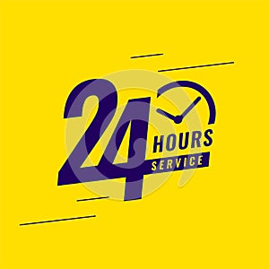 24 hours everyday service assistant background with clock sign