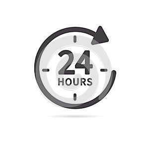 24 hours icon isolated on white background. Twenty four hour open. Vector
