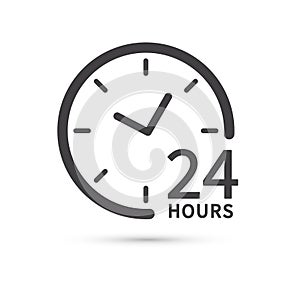 24 hours icon isolated on white background. Twenty four hour open. Vector