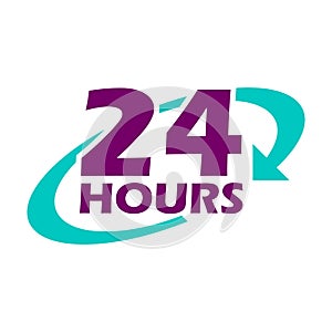 The 24 hours icon. Twenty-four hours open symbol