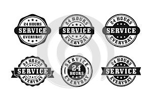 24 Hours service everyday badge design stamp collection