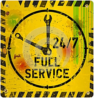 24 hours service sign,