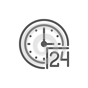 24 hours service, support time line icon.