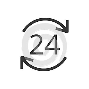 24 hours time and clock line style isolated vector icon