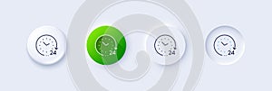 24 hours time line icon. Clock sign. Watch. Line icons. Vector