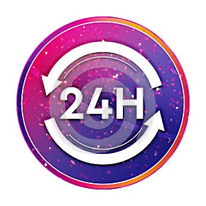 24 hours update icon creative trendy colorful round button illustration