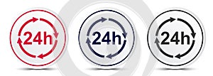 24 hours update icon crystal flat round button set illustration design