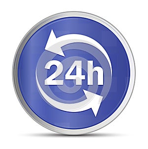 24 hours update icon prime blue round button vector illustration design silver frame push button