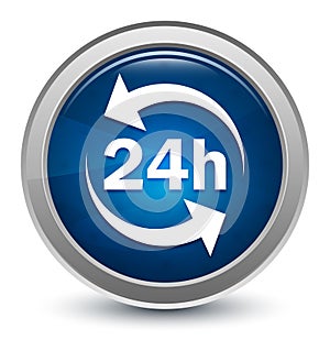 24 hours update icon starburst shiny blue round button illustration design concept