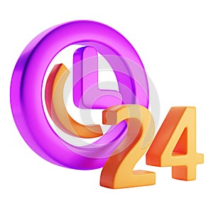 24 hours watch 3d rendered icon