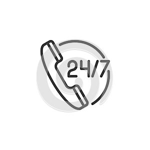24 hours in a week call line icon