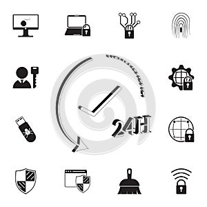 24 hours work icon. Detailed set of cyber security icons. Premium quality graphic design sign. One of the collection icons for web