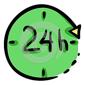 24 Hours Working - Hand Drawn Doodle Icon