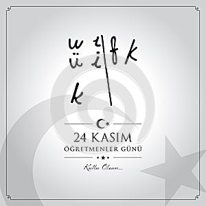 24 November, Turkish Teachers Day celebration card.