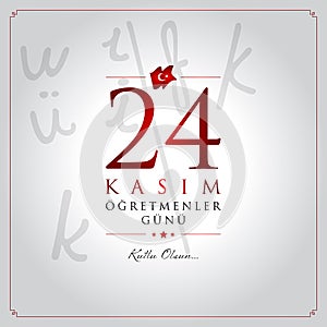 24 November, Turkish Teachers Day celebration card.