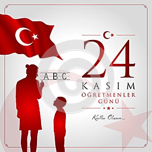 24 November, Turkish Teachers Day celebration card.