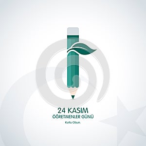 24 November, Turkish Teachers Day celebration card.