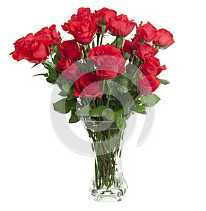 24 Roses in Glass Vase