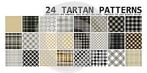 24 seamless tartan patterns