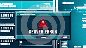 24. Server Error Warning Notification on Digital Security Alert on Screen.
