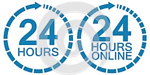 24 twenty four hour clock online service logo vector 24 hours symbol hours, service operating round clock online